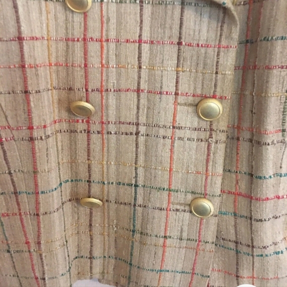 HELENE SIDEL BEIGE PLAID BLAZER SIZE 8 - Picture 4 of 6
